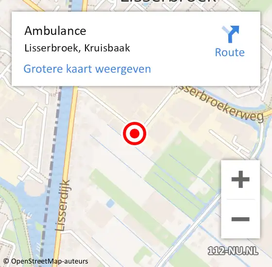 Locatie op kaart van de 112 melding: Ambulance Lisserbroek, Kruisbaak op 15 mei 2020 09:18