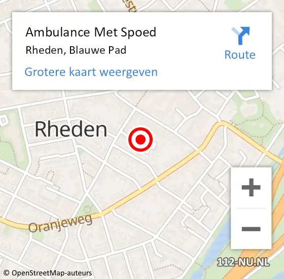 Locatie op kaart van de 112 melding: Ambulance Met Spoed Naar Rheden, Blauwe Pad op 15 mei 2020 09:37