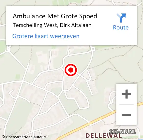 Locatie op kaart van de 112 melding: Ambulance Met Grote Spoed Naar Terschelling West, Dirk Altalaan op 6 mei 2014 17:57