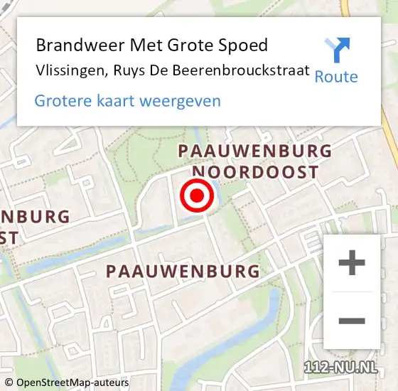 Locatie op kaart van de 112 melding: Brandweer Met Grote Spoed Naar Vlissingen, Ruys De Beerenbrouckstraat op 15 mei 2020 10:18