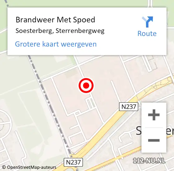 Locatie op kaart van de 112 melding: Brandweer Met Spoed Naar Soesterberg, Sterrenbergweg op 15 mei 2020 11:04