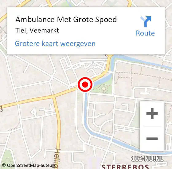 Locatie op kaart van de 112 melding: Ambulance Met Grote Spoed Naar Tiel, Veemarkt op 15 mei 2020 11:59