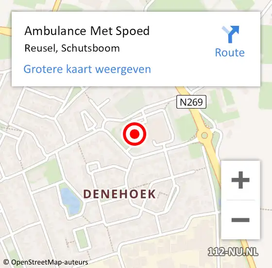 Locatie op kaart van de 112 melding: Ambulance Met Spoed Naar Reusel, Schutsboom op 15 mei 2020 12:11