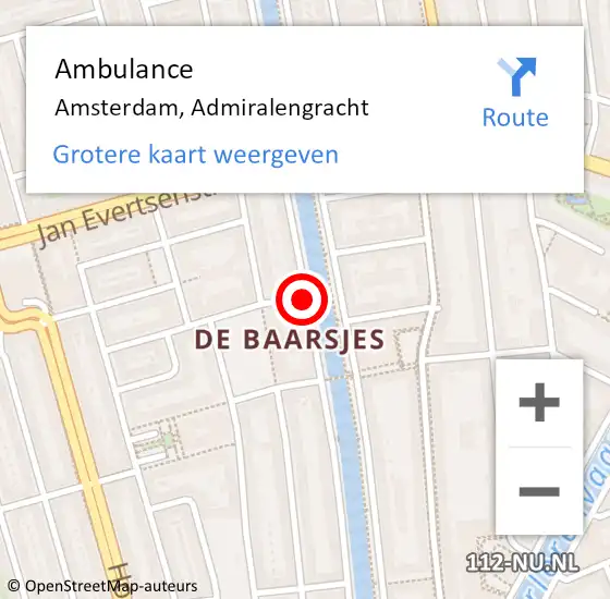 Locatie op kaart van de 112 melding: Ambulance Amsterdam, Admiralengracht op 15 mei 2020 12:50