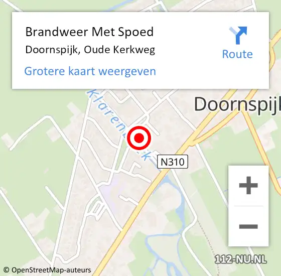 Locatie op kaart van de 112 melding: Brandweer Met Spoed Naar Doornspijk, Oude Kerkweg op 8 september 2013 02:20