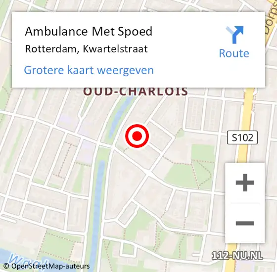 Locatie op kaart van de 112 melding: Ambulance Met Spoed Naar Rotterdam, Kwartelstraat op 15 mei 2020 13:32