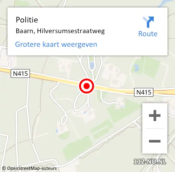 Locatie op kaart van de 112 melding: Politie Baarn, Hilversumsestraatweg op 15 mei 2020 13:54