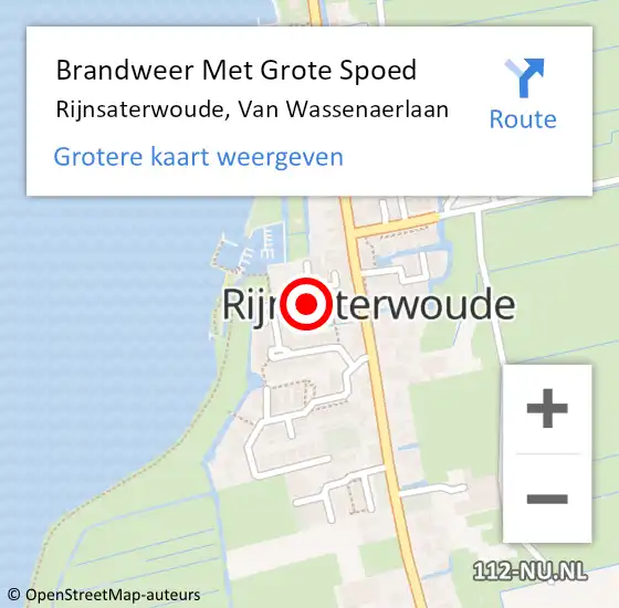 Locatie op kaart van de 112 melding: Brandweer Met Grote Spoed Naar Rijnsaterwoude, Van Wassenaerlaan op 6 mei 2014 18:26