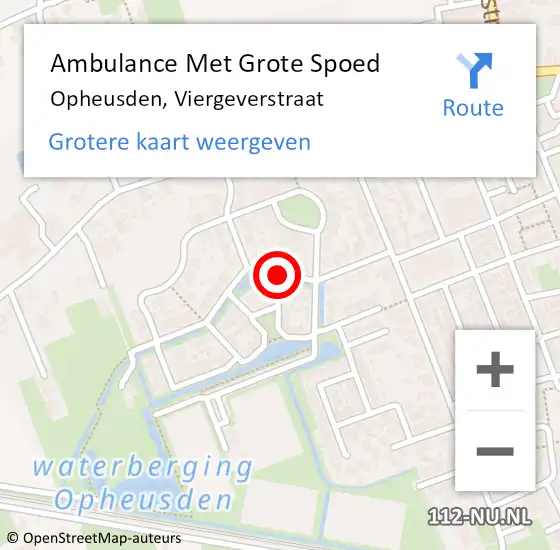 Locatie op kaart van de 112 melding: Ambulance Met Grote Spoed Naar Opheusden, Viergeverstraat op 15 mei 2020 14:39