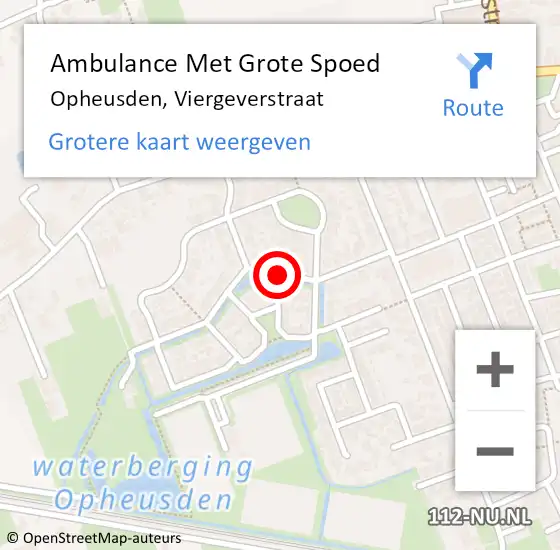Locatie op kaart van de 112 melding: Ambulance Met Grote Spoed Naar Opheusden, Viergeverstraat op 15 mei 2020 14:40