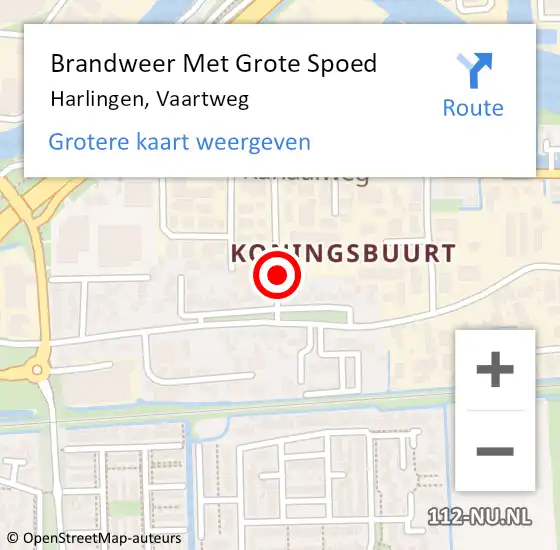 Locatie op kaart van de 112 melding: Brandweer Met Grote Spoed Naar Harlingen, Vaartweg op 15 mei 2020 15:28