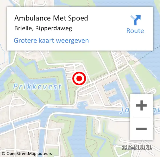 Locatie op kaart van de 112 melding: Ambulance Met Spoed Naar Brielle, Ripperdaweg op 15 mei 2020 15:35