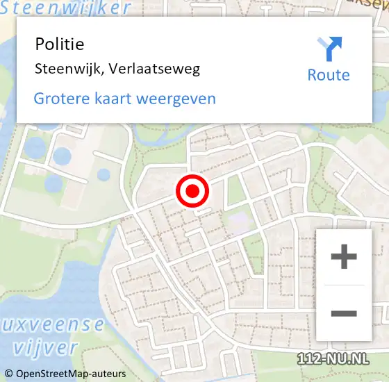 Locatie op kaart van de 112 melding: Politie Steenwijk, Verlaatseweg op 15 mei 2020 15:45