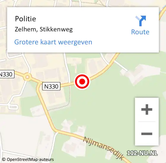 Locatie op kaart van de 112 melding: Politie Zelhem, Stikkenweg op 15 mei 2020 18:07