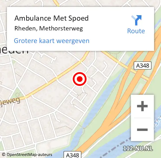 Locatie op kaart van de 112 melding: Ambulance Met Spoed Naar Rheden, Methorsterweg op 15 mei 2020 19:57