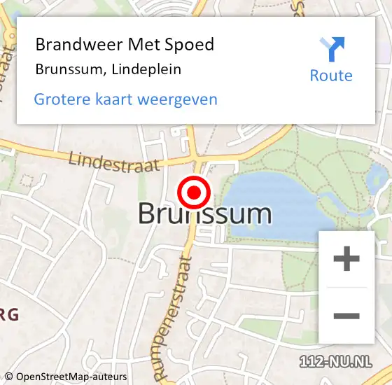 Locatie op kaart van de 112 melding: Brandweer Met Spoed Naar Brunssum, Lindeplein op 15 mei 2020 21:29