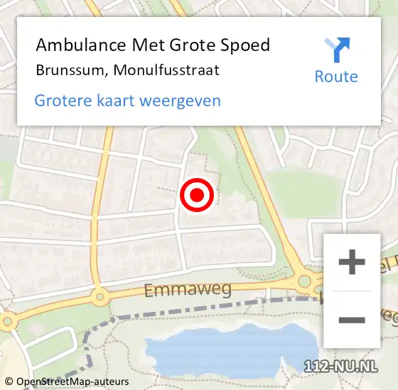Locatie op kaart van de 112 melding: Ambulance Met Grote Spoed Naar Brunssum, Monulfusstraat op 6 mei 2014 19:11