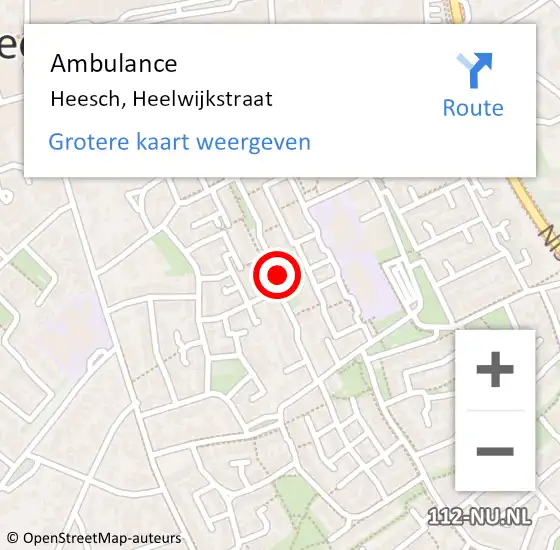 Locatie op kaart van de 112 melding: Ambulance Heesch, Heelwijkstraat op 15 mei 2020 22:18