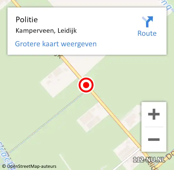 Locatie op kaart van de 112 melding: Politie Kamperveen, Leidijk op 15 mei 2020 22:58