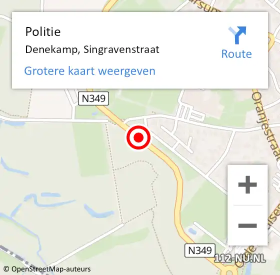 Locatie op kaart van de 112 melding: Politie Denekamp, Singravenstraat op 15 mei 2020 23:19