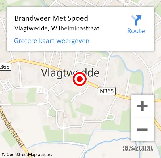 Locatie op kaart van de 112 melding: Brandweer Met Spoed Naar Vlagtwedde, Wilhelminastraat op 16 mei 2020 00:14