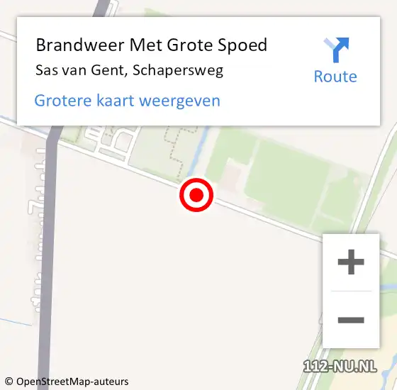 Locatie op kaart van de 112 melding: Brandweer Met Grote Spoed Naar Sas van Gent, Schapersweg op 16 mei 2020 00:19