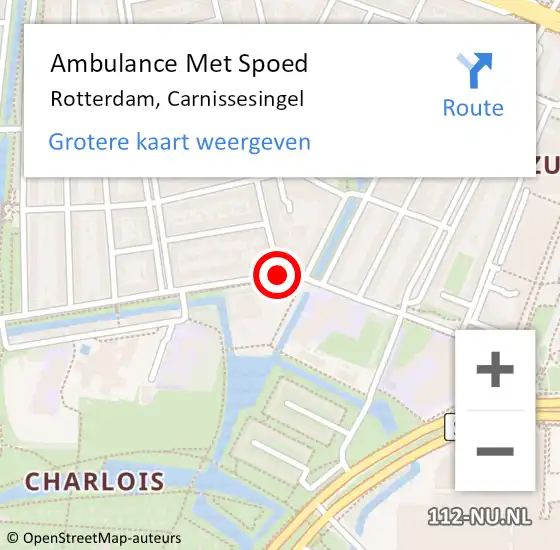 Locatie op kaart van de 112 melding: Ambulance Met Spoed Naar Rotterdam, Carnissesingel op 16 mei 2020 01:52