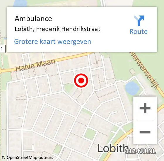 Locatie op kaart van de 112 melding: Ambulance Lobith, Frederik Hendrikstraat op 16 mei 2020 02:05