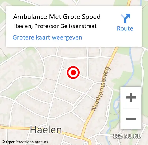 Locatie op kaart van de 112 melding: Ambulance Met Grote Spoed Naar Haelen, Professor Gelissenstraat op 16 mei 2020 02:36