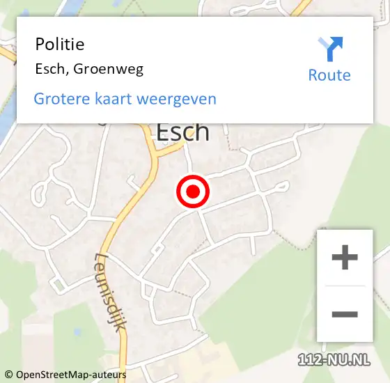 Locatie op kaart van de 112 melding: Politie Esch, Groenweg op 16 mei 2020 03:19