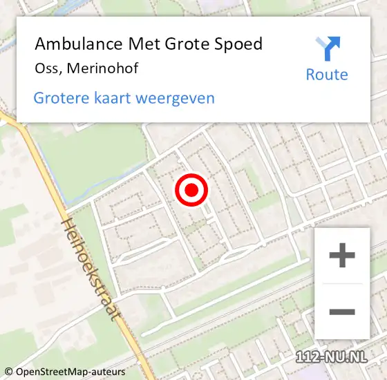 Locatie op kaart van de 112 melding: Ambulance Met Grote Spoed Naar Oss, Merinohof op 16 mei 2020 06:46