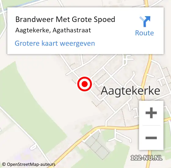 Locatie op kaart van de 112 melding: Brandweer Met Grote Spoed Naar Aagtekerke, Agathastraat op 16 mei 2020 08:46