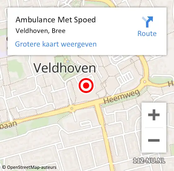 Locatie op kaart van de 112 melding: Ambulance Met Spoed Naar Veldhoven, Bree op 16 mei 2020 09:49