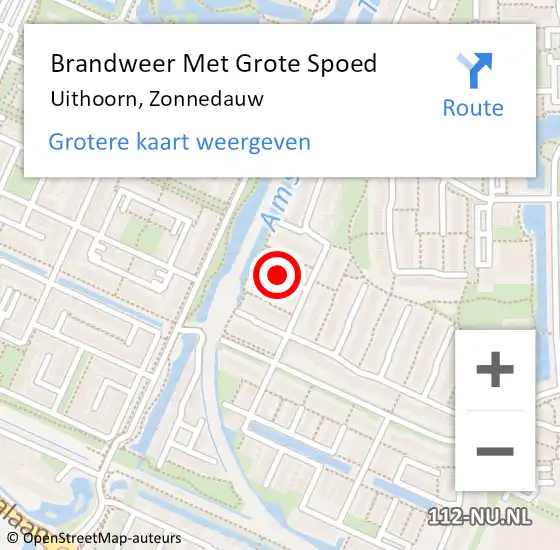 Locatie op kaart van de 112 melding: Brandweer Met Grote Spoed Naar Uithoorn, Zonnedauw op 16 mei 2020 10:51