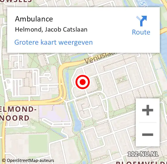 Locatie op kaart van de 112 melding: Ambulance Helmond, Jacob Catslaan op 16 mei 2020 11:13