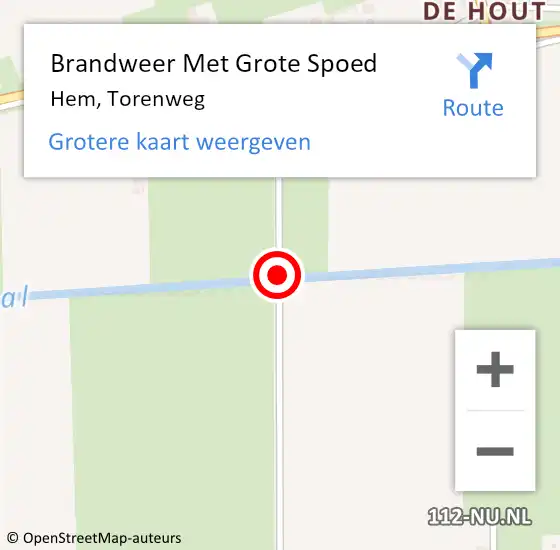 Locatie op kaart van de 112 melding: Brandweer Met Grote Spoed Naar Hem, Torenweg op 16 mei 2020 11:28