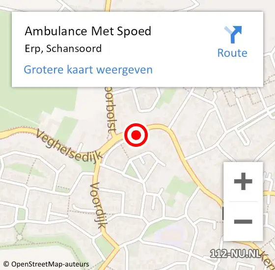 Locatie op kaart van de 112 melding: Ambulance Met Spoed Naar Erp, Schansoord op 16 mei 2020 11:33