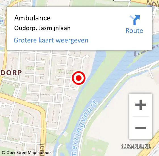 Locatie op kaart van de 112 melding: Ambulance Oudorp, Jasmijnlaan op 16 mei 2020 13:22