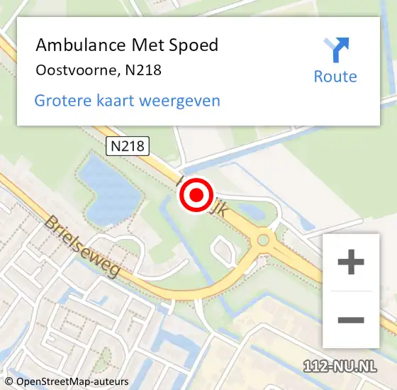 Locatie op kaart van de 112 melding: Ambulance Met Spoed Naar Oostvoorne, N218 op 16 mei 2020 14:34