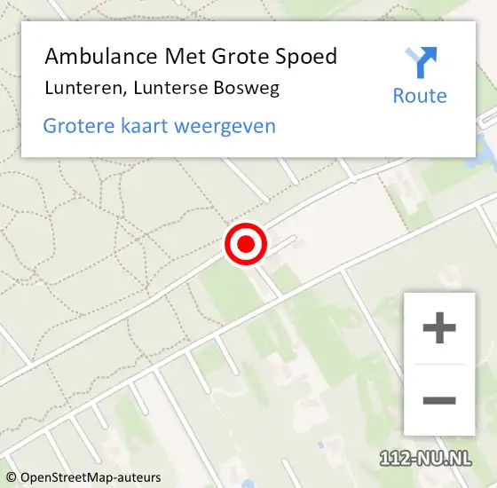 Locatie op kaart van de 112 melding: Ambulance Met Grote Spoed Naar Lunteren, Lunterse Bosweg op 16 mei 2020 14:36