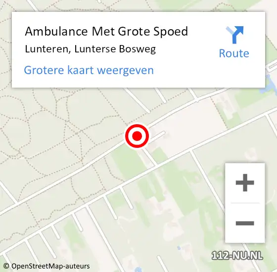 Locatie op kaart van de 112 melding: Ambulance Met Grote Spoed Naar Lunteren, Lunterse Bosweg op 16 mei 2020 14:40