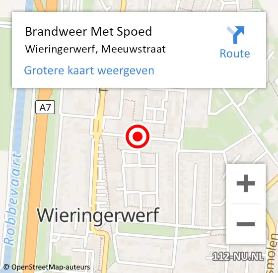 Locatie op kaart van de 112 melding: Brandweer Met Spoed Naar Wieringerwerf, Meeuwstraat op 16 mei 2020 14:49