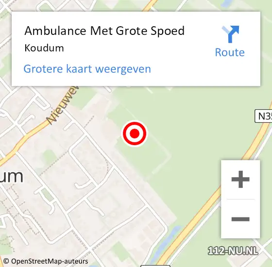 Locatie op kaart van de 112 melding: Ambulance Met Grote Spoed Naar Koudum op 16 mei 2020 15:13