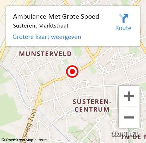 Locatie op kaart van de 112 melding: Ambulance Met Grote Spoed Naar Susteren, Marktstraat op 16 mei 2020 15:32