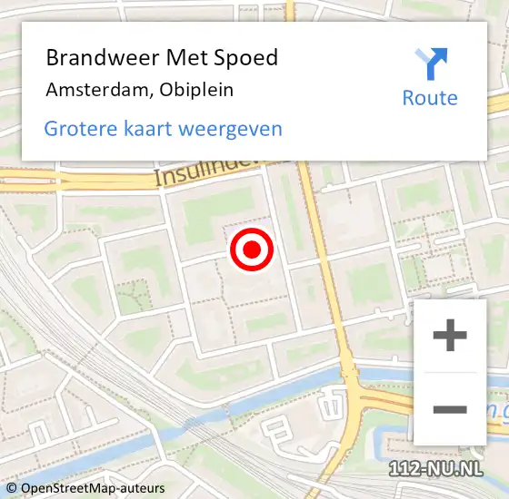 Locatie op kaart van de 112 melding: Brandweer Met Spoed Naar Amsterdam, Obiplein op 16 mei 2020 15:43