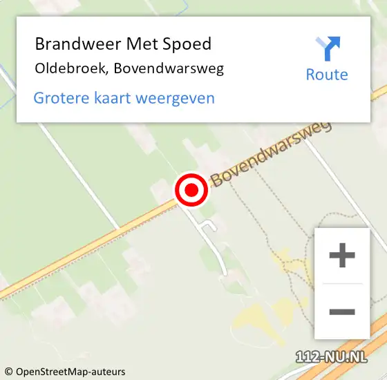 Locatie op kaart van de 112 melding: Brandweer Met Spoed Naar Oldebroek, Bovendwarsweg op 16 mei 2020 15:59