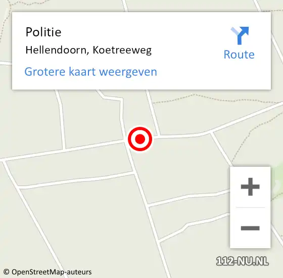 Locatie op kaart van de 112 melding: Politie Hellendoorn, Koetreeweg op 16 mei 2020 16:27