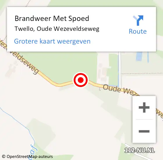 Locatie op kaart van de 112 melding: Brandweer Met Spoed Naar Twello, Oude Wezeveldseweg op 16 mei 2020 16:34