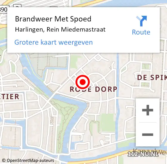 Locatie op kaart van de 112 melding: Brandweer Met Spoed Naar Harlingen, Rein Miedemastraat op 6 mei 2014 20:20