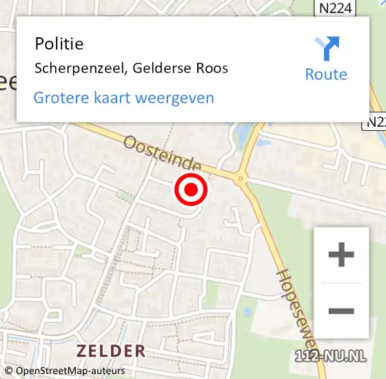 Locatie op kaart van de 112 melding: Politie Scherpenzeel, Gelderse Roos op 16 mei 2020 16:36